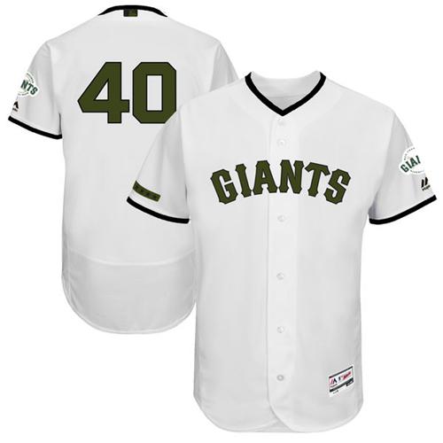 Giants #40 Madison Bumgarner White Flexbase Authentic Collection Memorial Day Stitched MLB Jersey - Click Image to Close